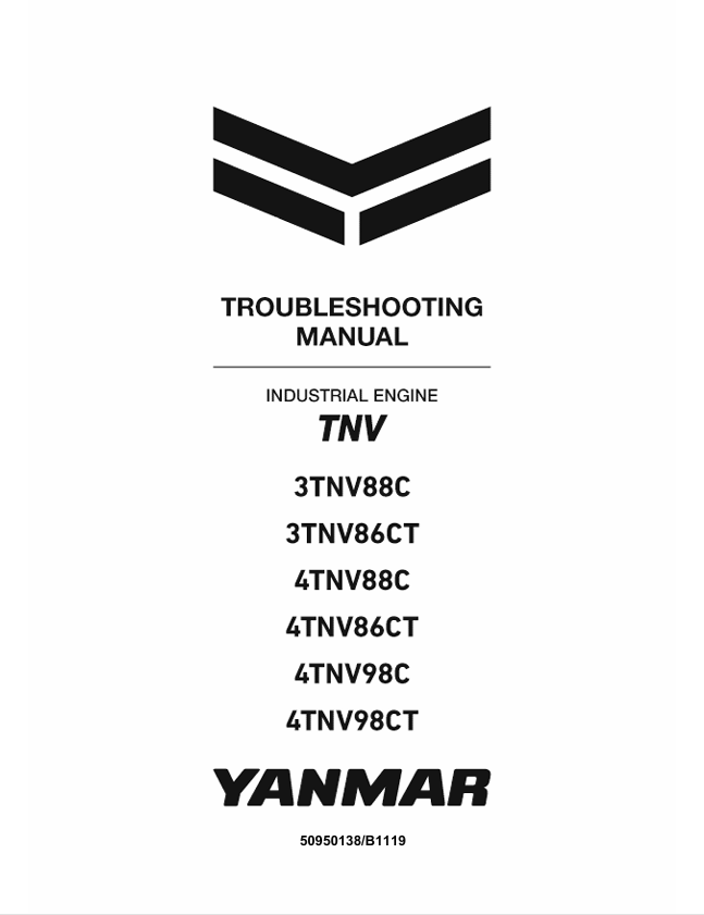 YANMAR TNV 3TNV88C–4TNV98CT Troubleshooting Manual 50950138