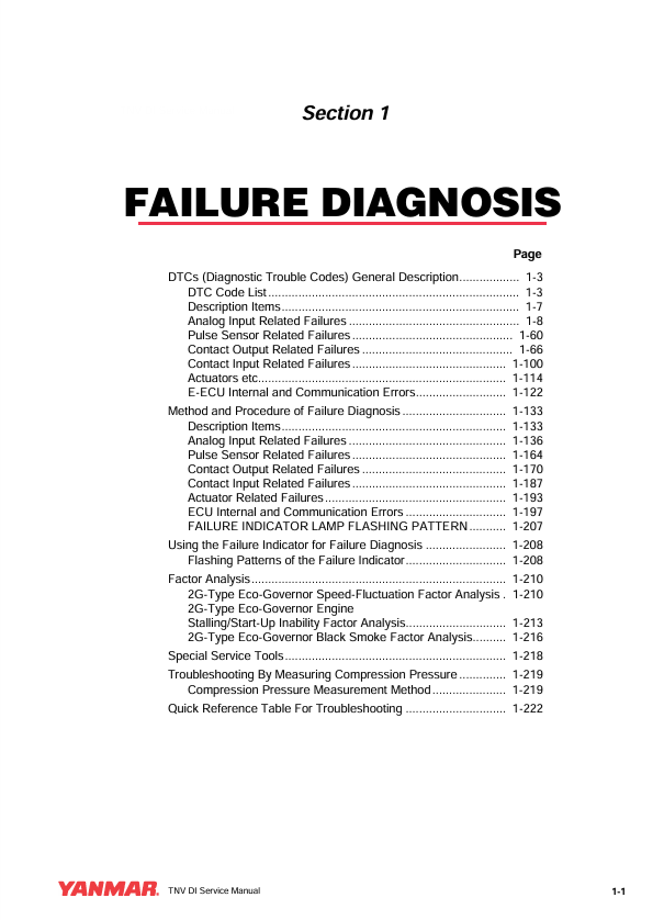 Yanmar 3TNV82A, 3TNV84 & 3TNV88 Troubleshooting Manual PDF