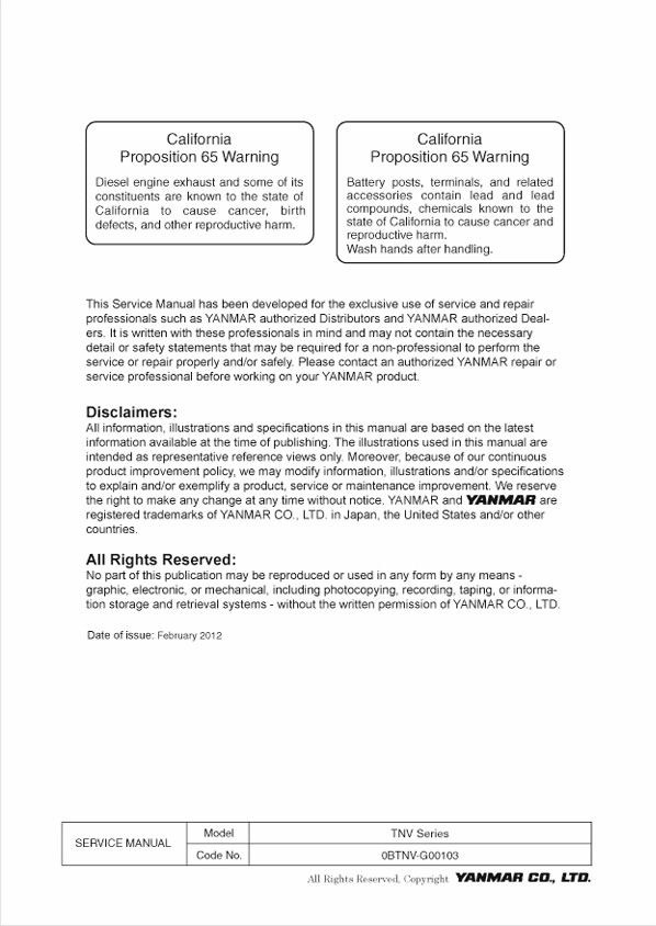 Yanmar 3TNV82A–4TNV106T Engine Service Manual PDF
