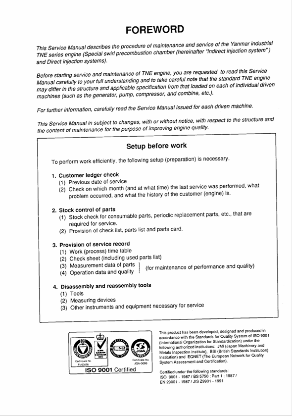 Yanmar TNE Series Diesel Engine Service & Repair Manual PDF