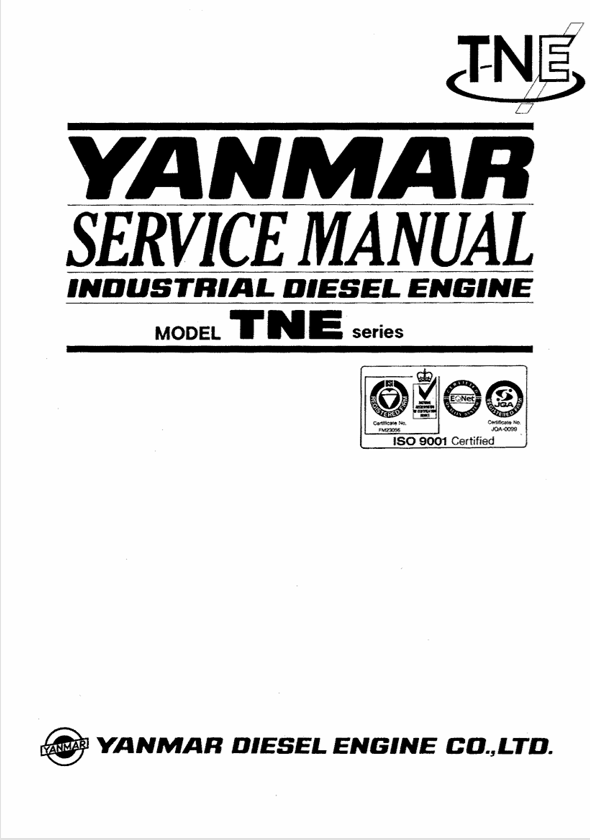 Yanmar TNE Series Industrial Diesel Engine Service Manual 915185 PDF