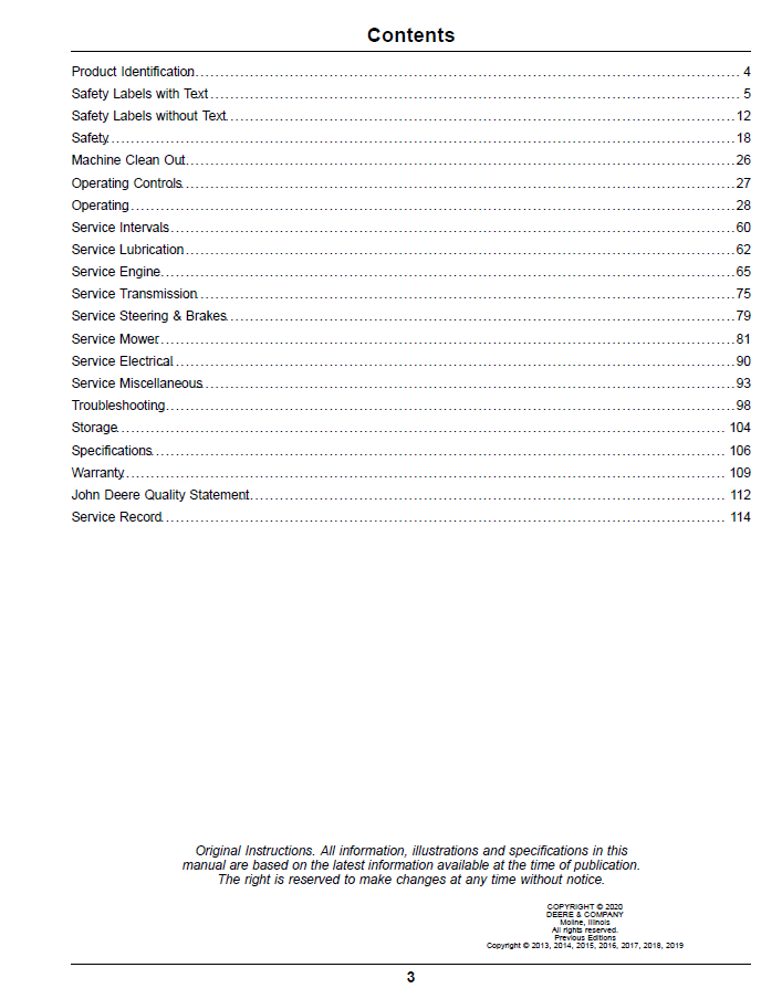 Z997R Diesel ZTrak OMUC22394E Lawn Mower Operator Manual Guide PDF